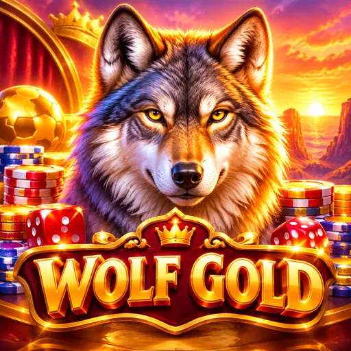 Capa do slot Wolf Gold com lobo e céu noturno do deserto